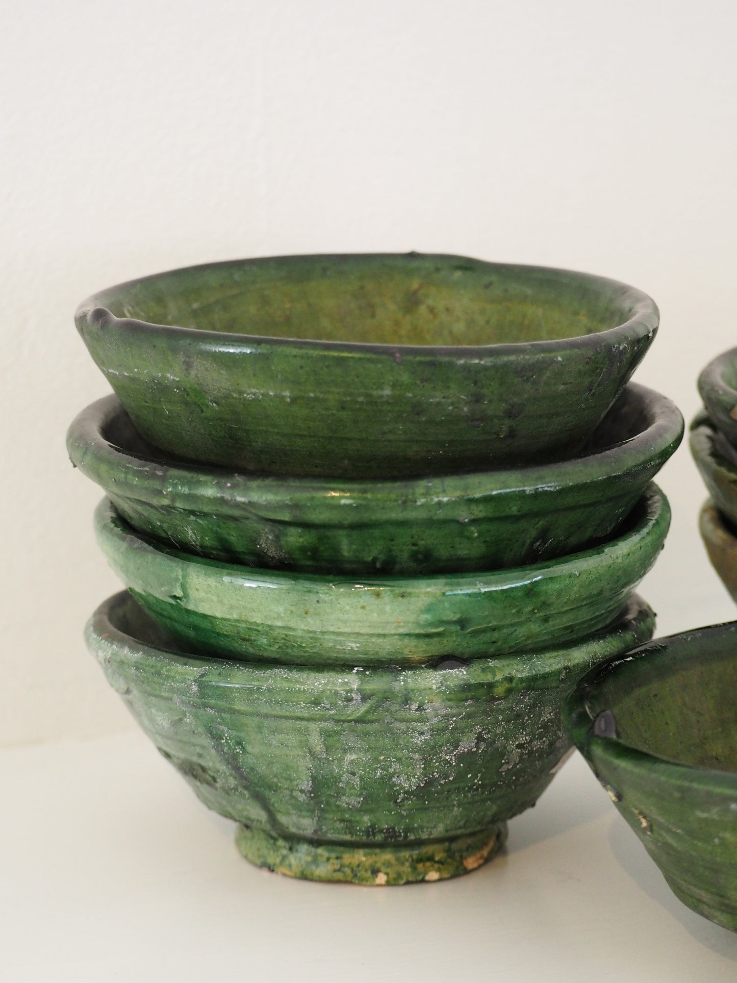 Vintage Moroccan Tamegroute Green Glazed Ceramic Bowl - Handmade Moroccan Serving Dish (Sold Individually)