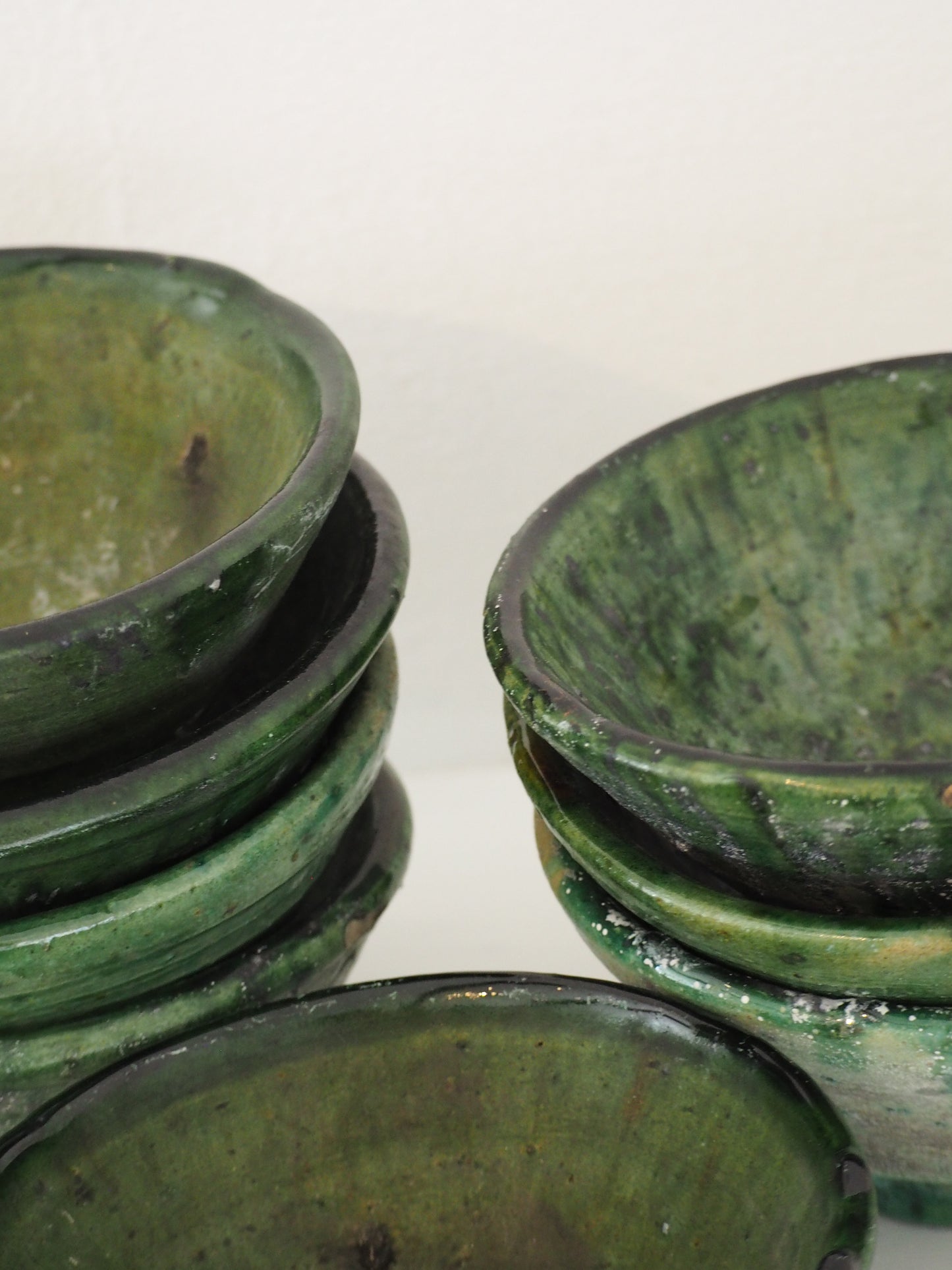Vintage Moroccan Tamegroute Green Glazed Ceramic Bowl - Handmade Moroccan Serving Dish (Sold Individually)