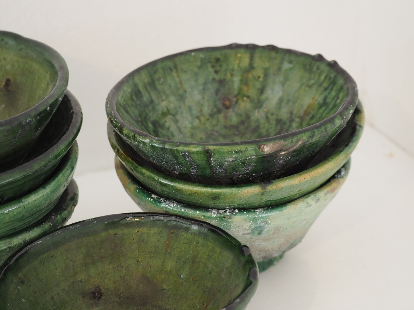 Vintage Moroccan Tamegroute Green Glazed Ceramic Bowl - Handmade Moroccan Serving Dish (Sold Individually)