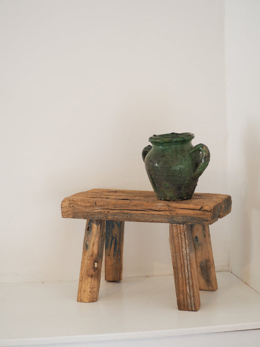 Vintage Moroccan Tamegroute Green Glazed Pot - Handmade Moroccan Vase