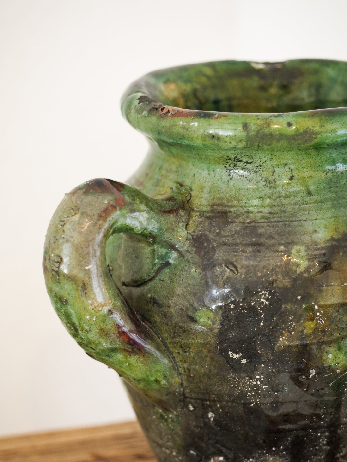 Vintage Moroccan Tamegroute Green Glazed Pot - Handmade Moroccan Vase