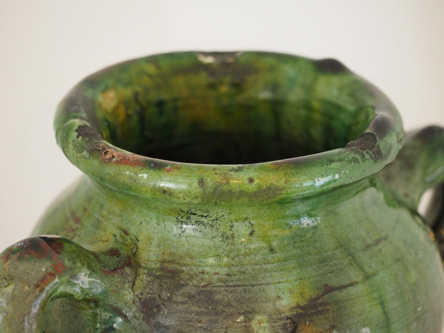 Vintage Moroccan Tamegroute Green Glazed Pot - Handmade Moroccan Vase