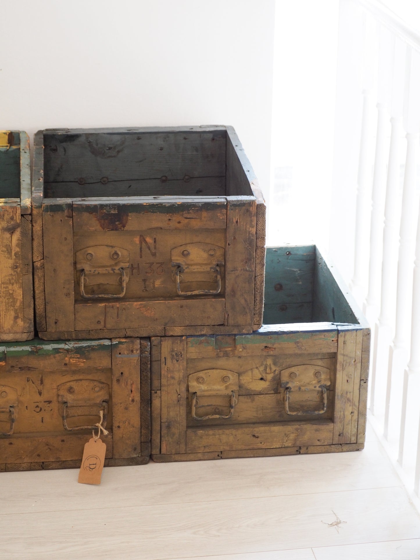 Antique Vintage Wooden & Metal Ammunition Storage Box (Sold Individually)