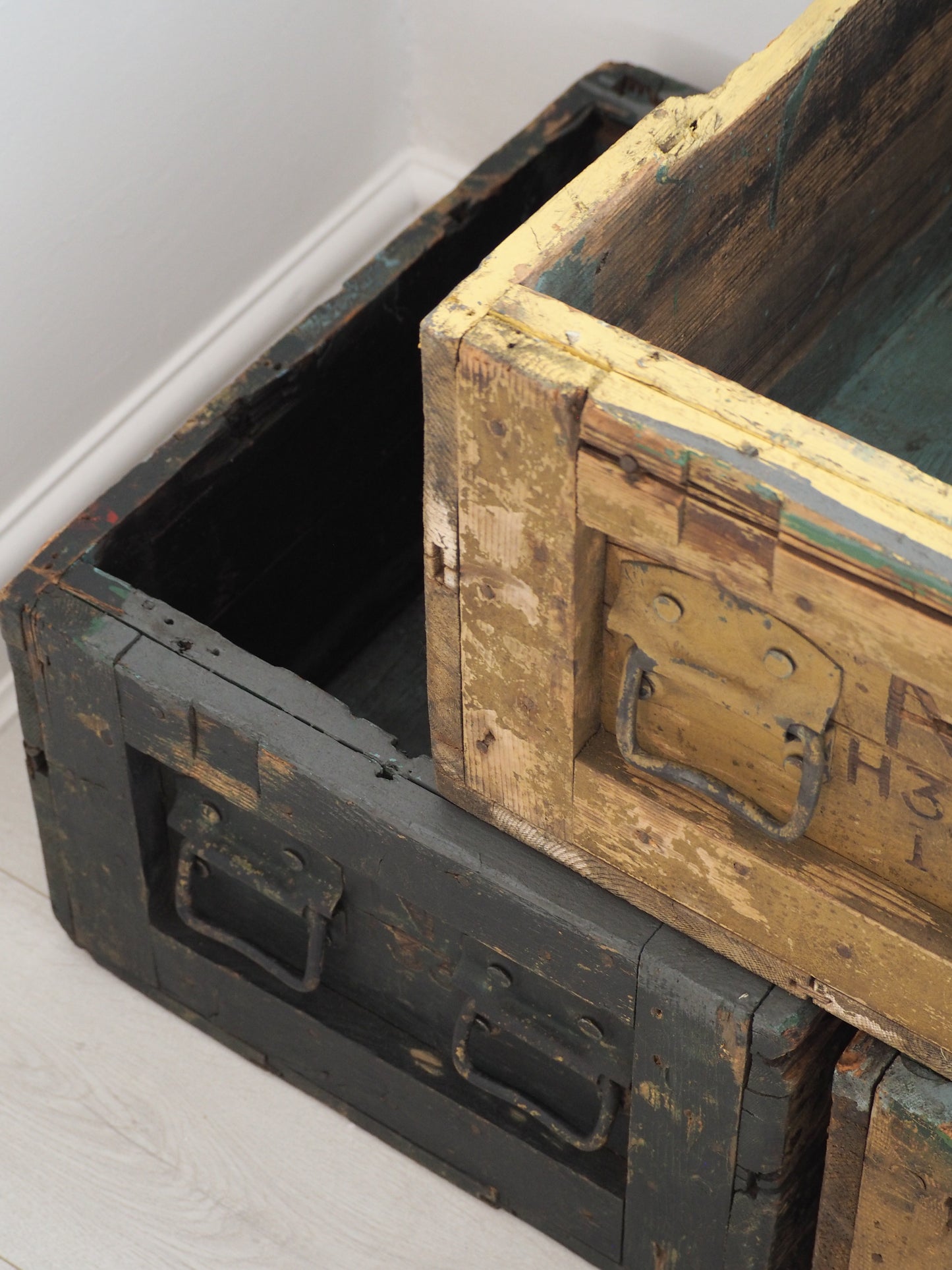 Antique Vintage Wooden & Metal Ammunition Storage Box (Sold Individually)