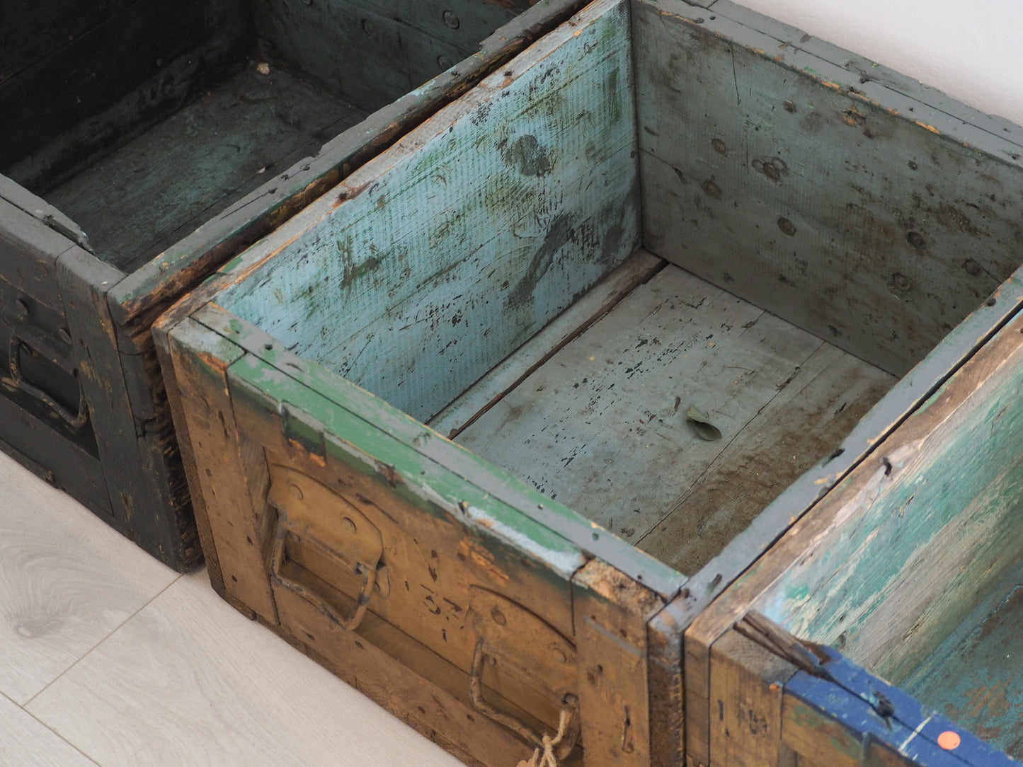 Antique Vintage Wooden & Metal Ammunition Storage Box (Sold Individually)