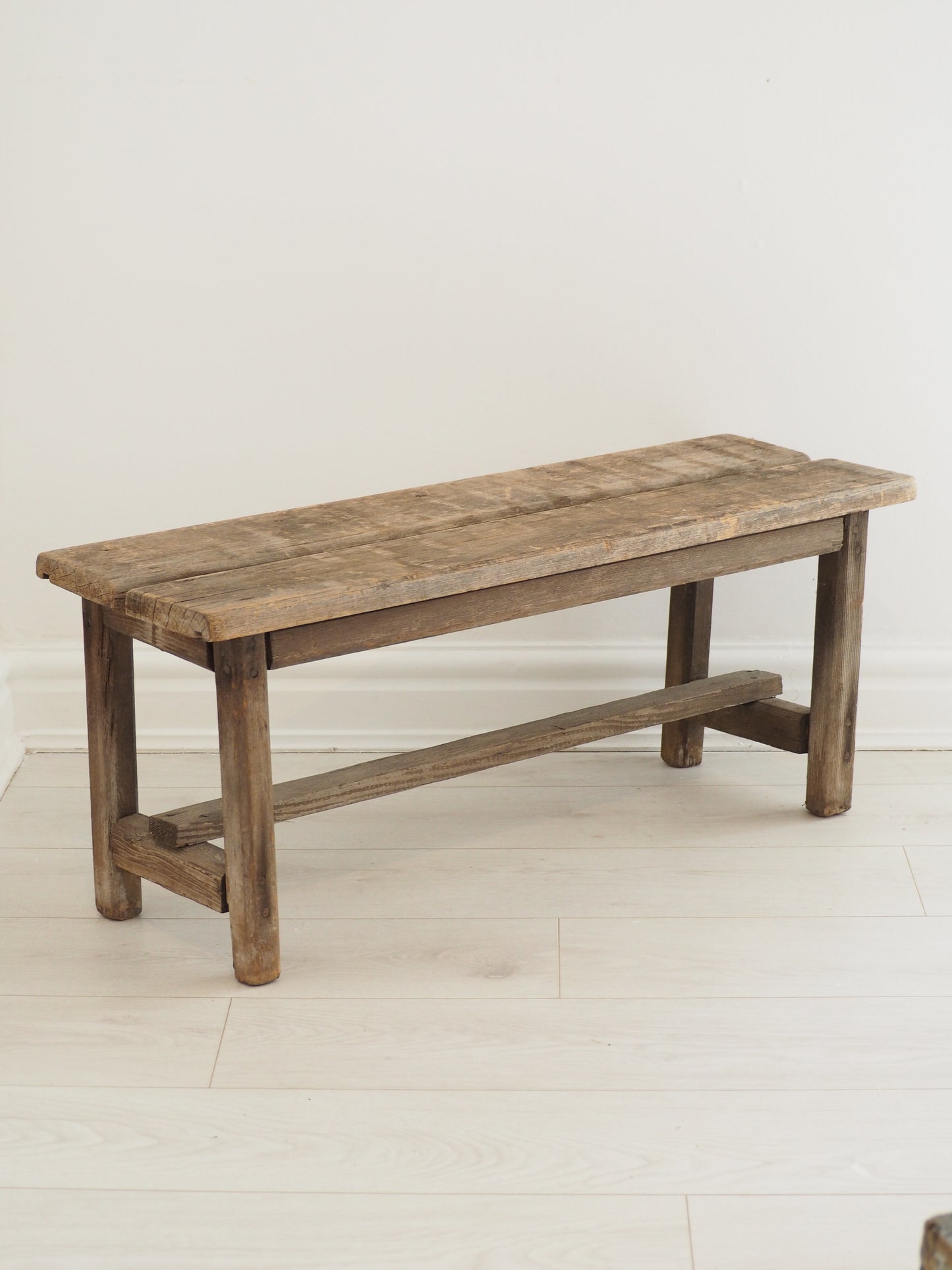 Antique Vintage Rustic Chinese Vendor Stool / Farmhouse Bench