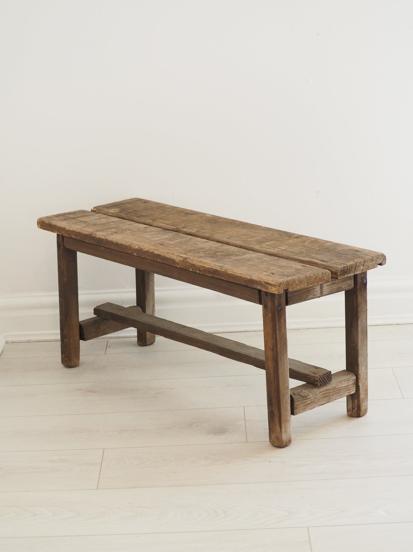 Antique Vintage Rustic Chinese Vendor Stool / Farmhouse Bench
