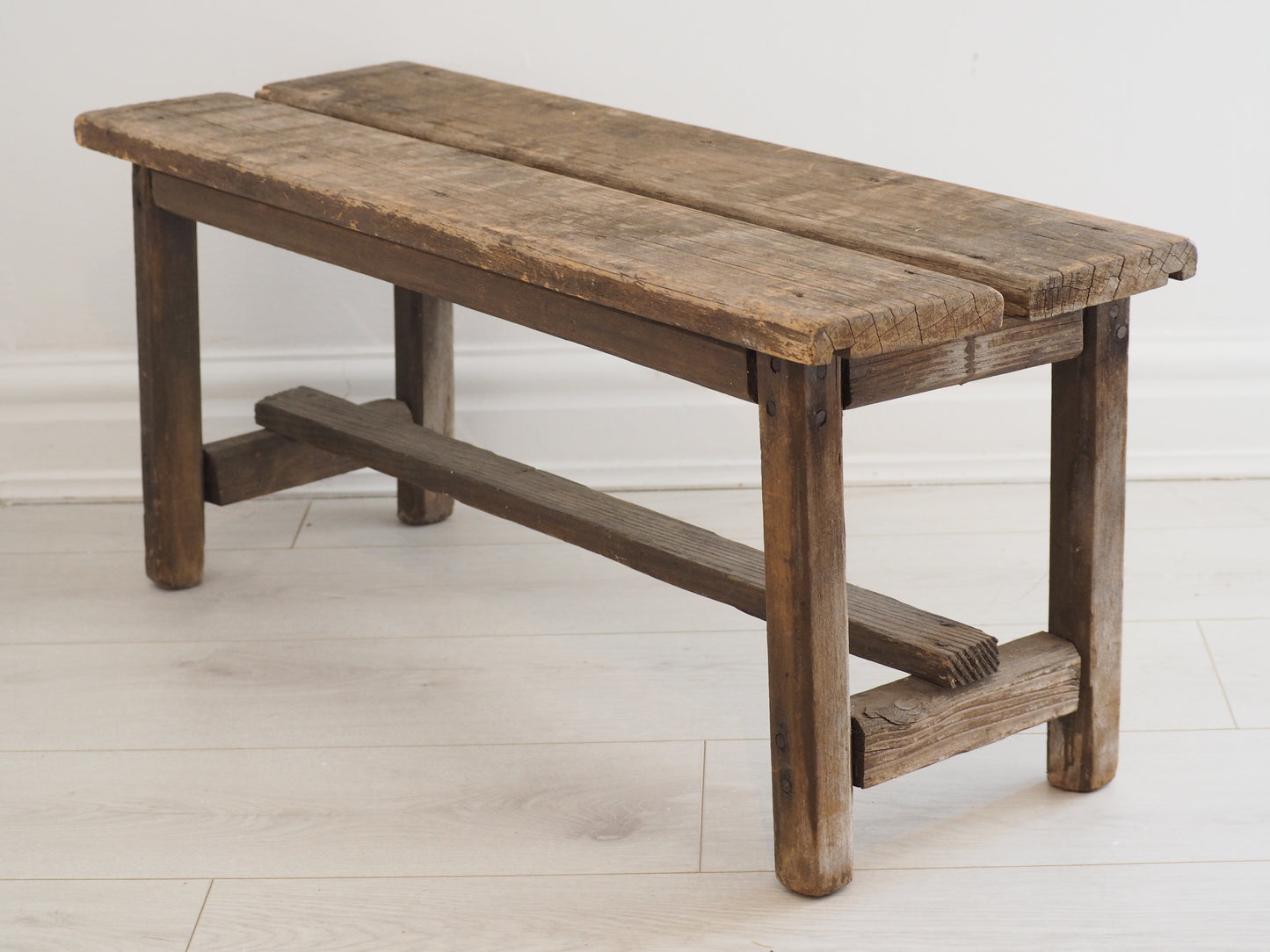 Antique Vintage Rustic Chinese Vendor Stool / Farmhouse Bench