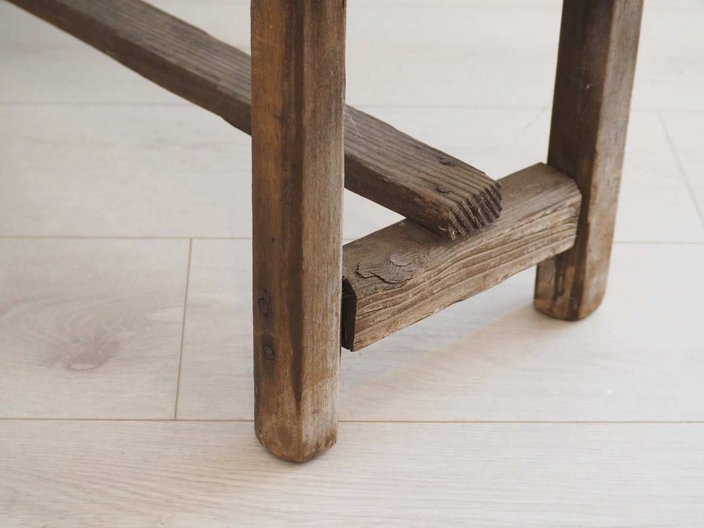 Antique Vintage Rustic Chinese Vendor Stool / Farmhouse Bench