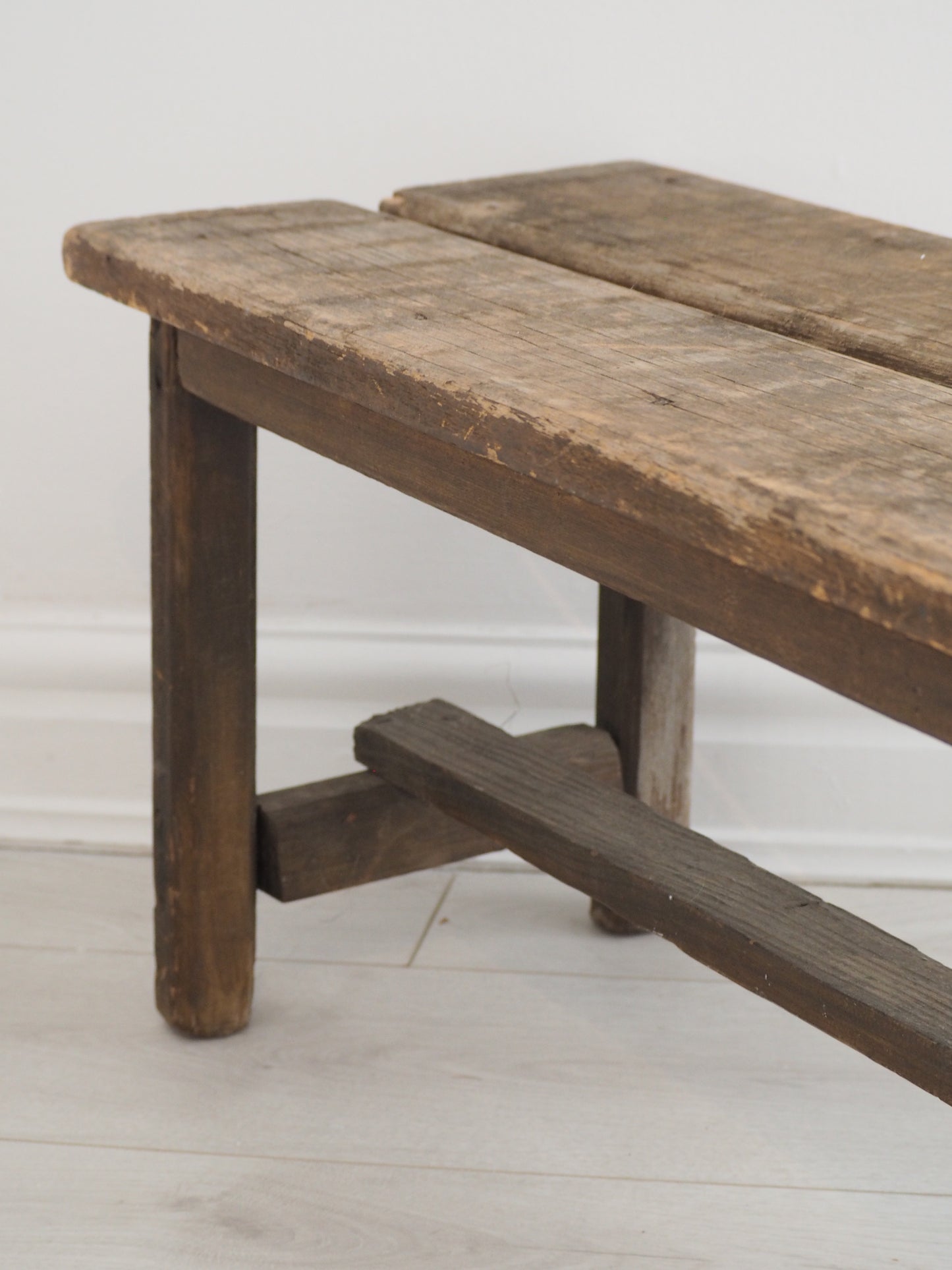 Antique Vintage Rustic Chinese Vendor Stool / Farmhouse Bench