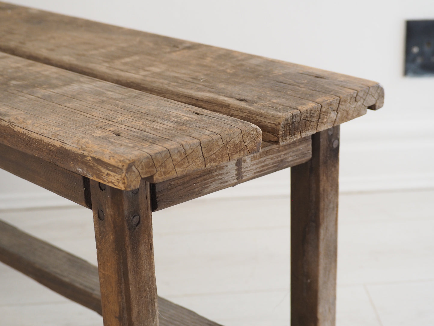 Antique Vintage Rustic Chinese Vendor Stool / Farmhouse Bench