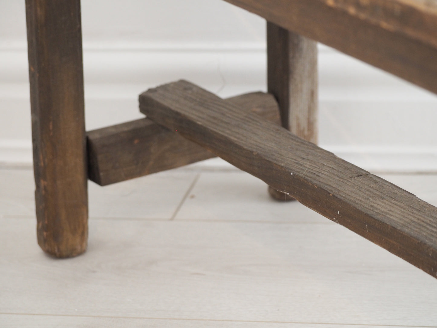Antique Vintage Rustic Chinese Vendor Stool / Farmhouse Bench