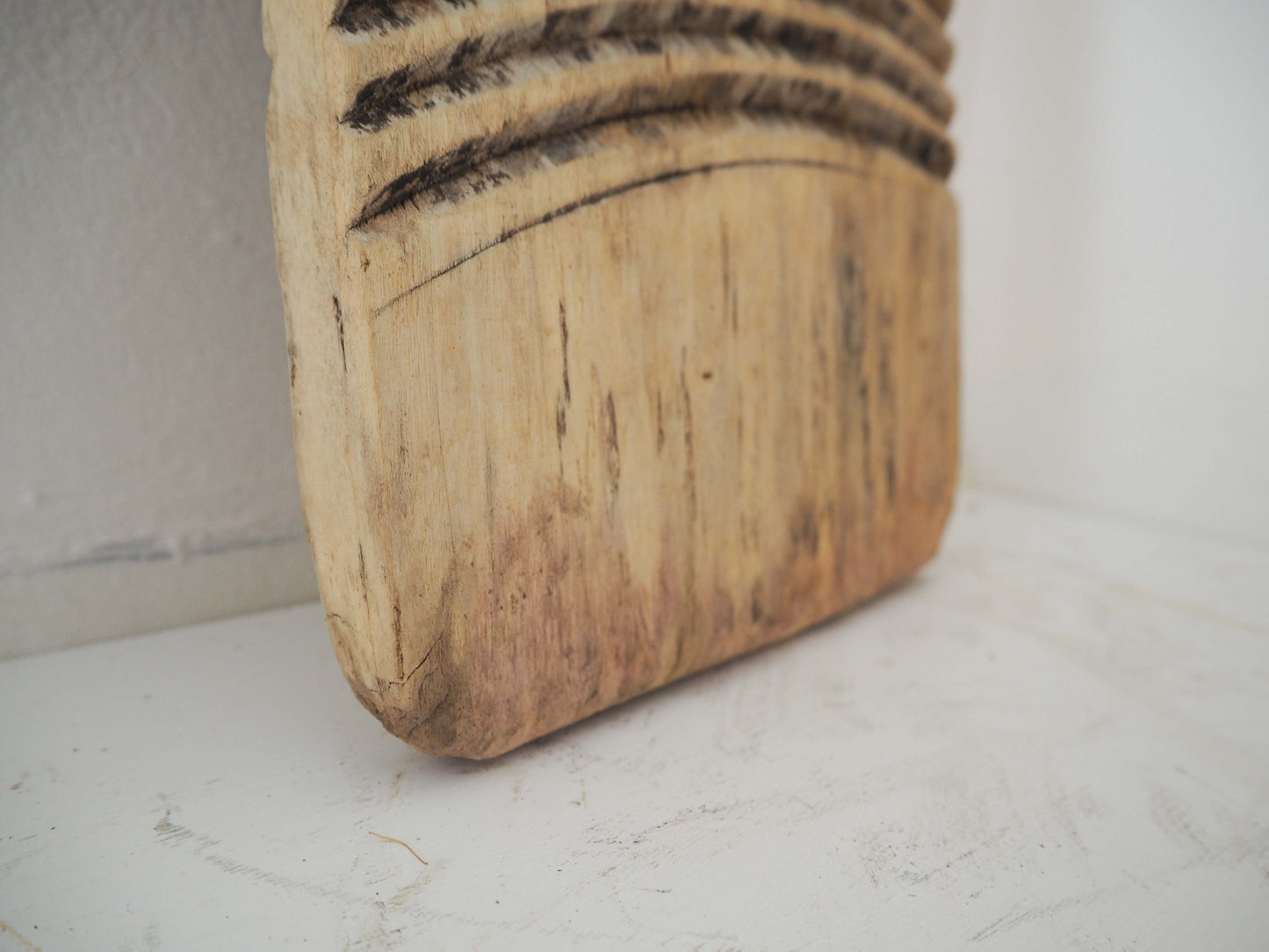 Vintage Antique Wooden Rustic Primitive Elm Ribbed Washboard