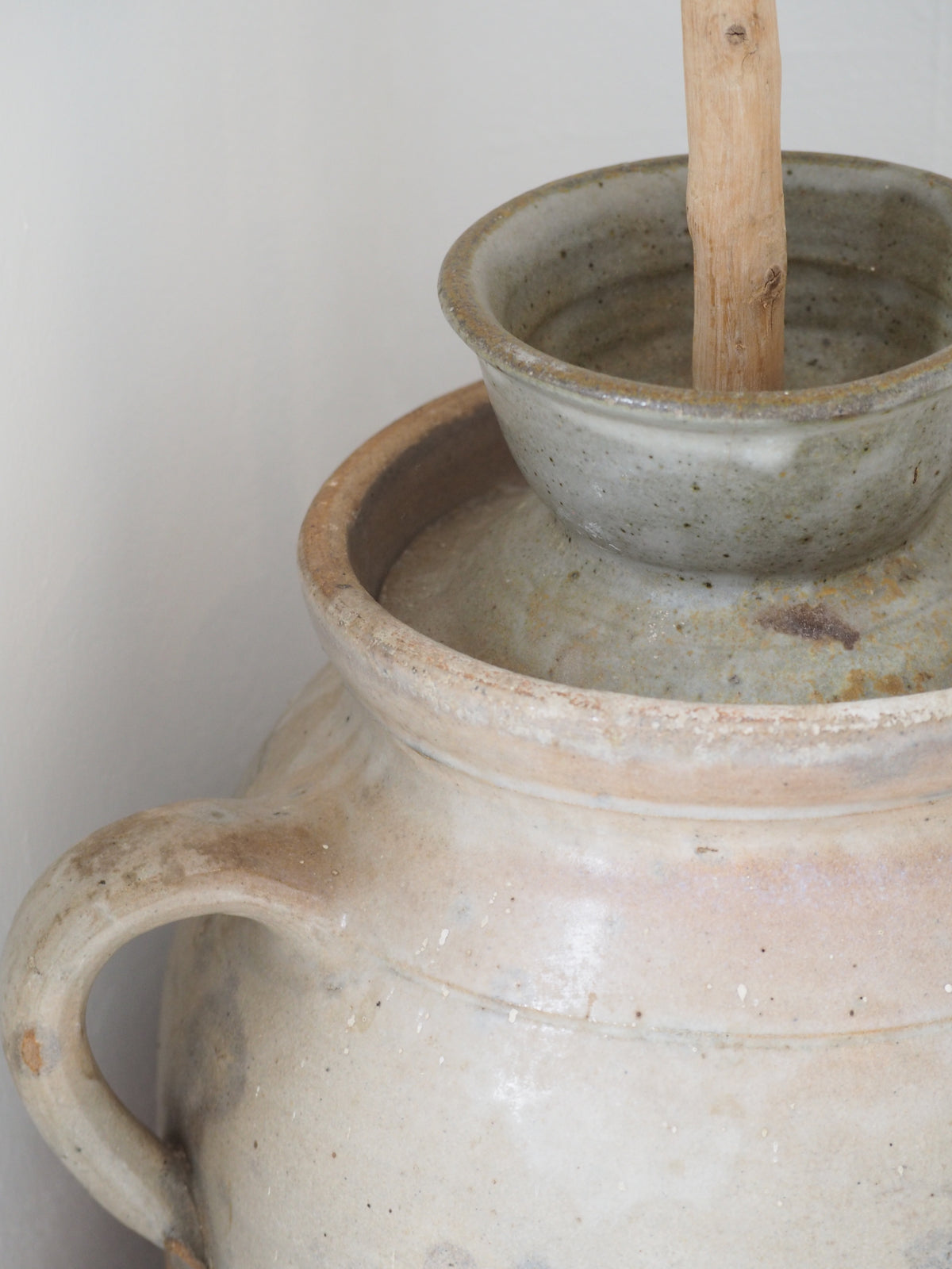 Antique French Stoneware Butter Churn / Confit Pot