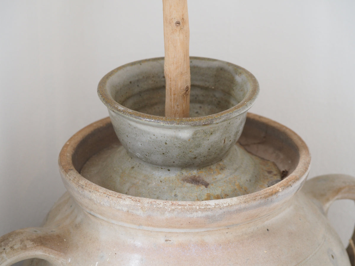 Antique French Stoneware Butter Churn / Confit Pot