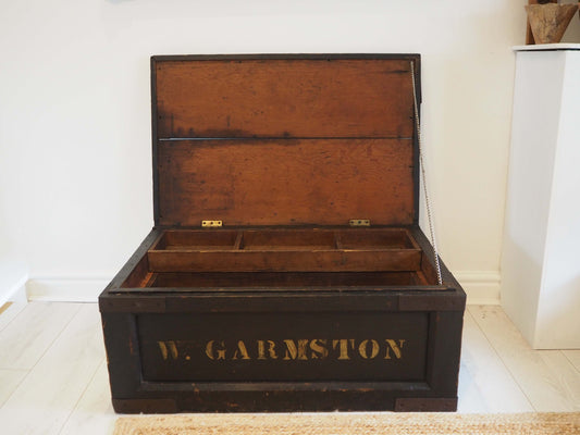 Vintage Antique Large Original Wooden Trunk / Coffee Table
