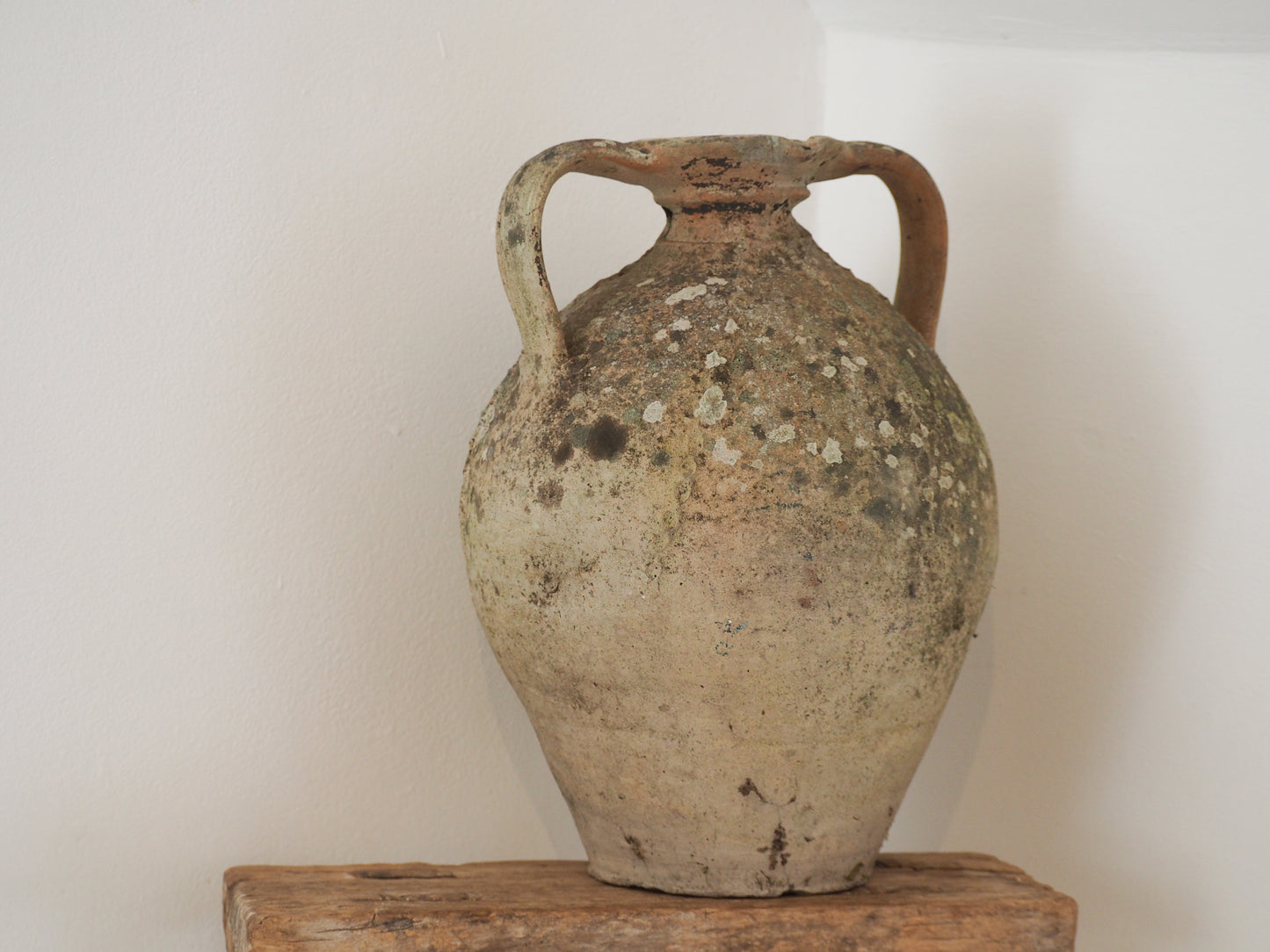 Antique Large 18th-Century Light Grey French Terracotta Walnut Oil Jar / Decorative Jug / Vase