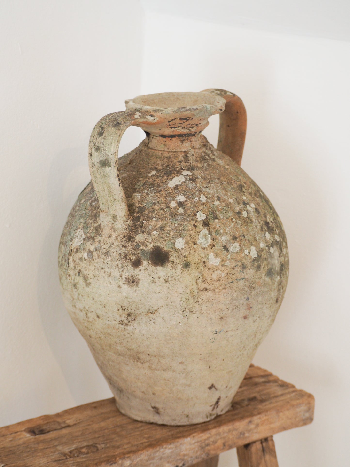 Antique Large 18th-Century Light Grey French Terracotta Walnut Oil Jar / Decorative Jug / Vase