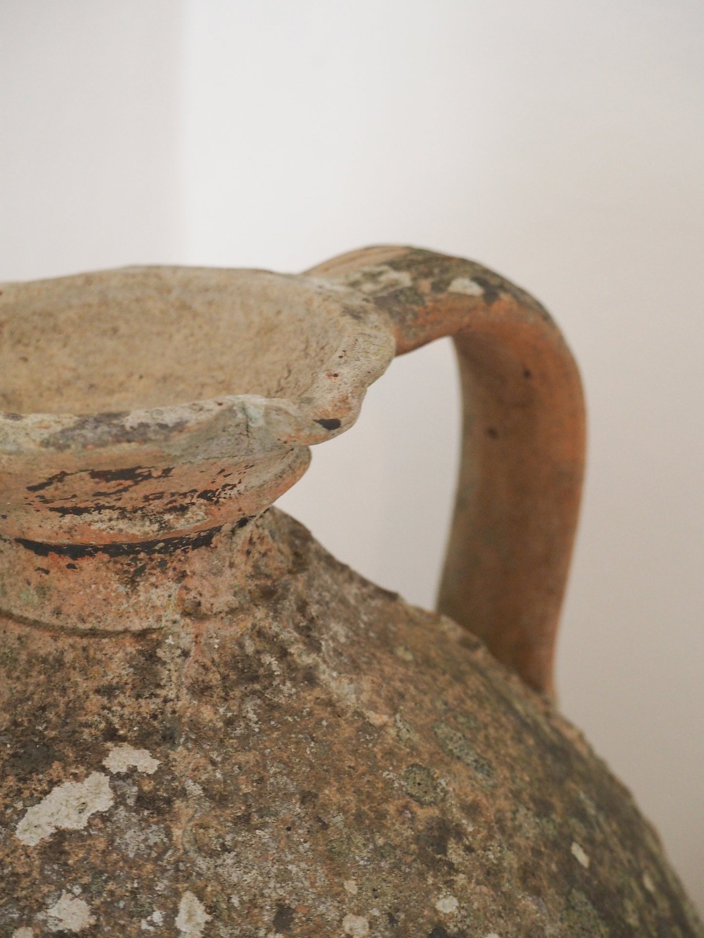 Antique Large 18th-Century Light Grey French Terracotta Walnut Oil Jar / Decorative Jug / Vase
