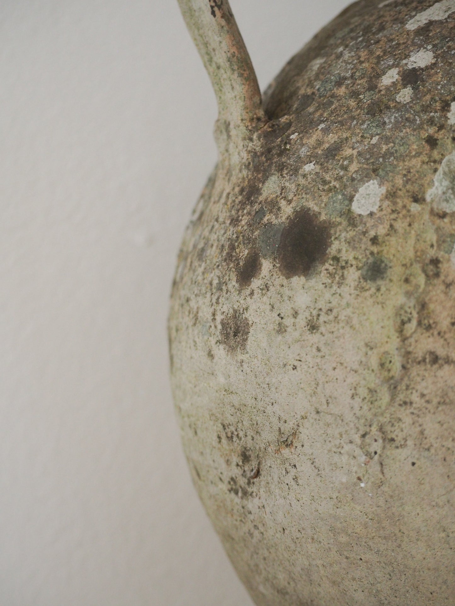 Antique Large 18th-Century Light Grey French Terracotta Walnut Oil Jar / Decorative Jug / Vase