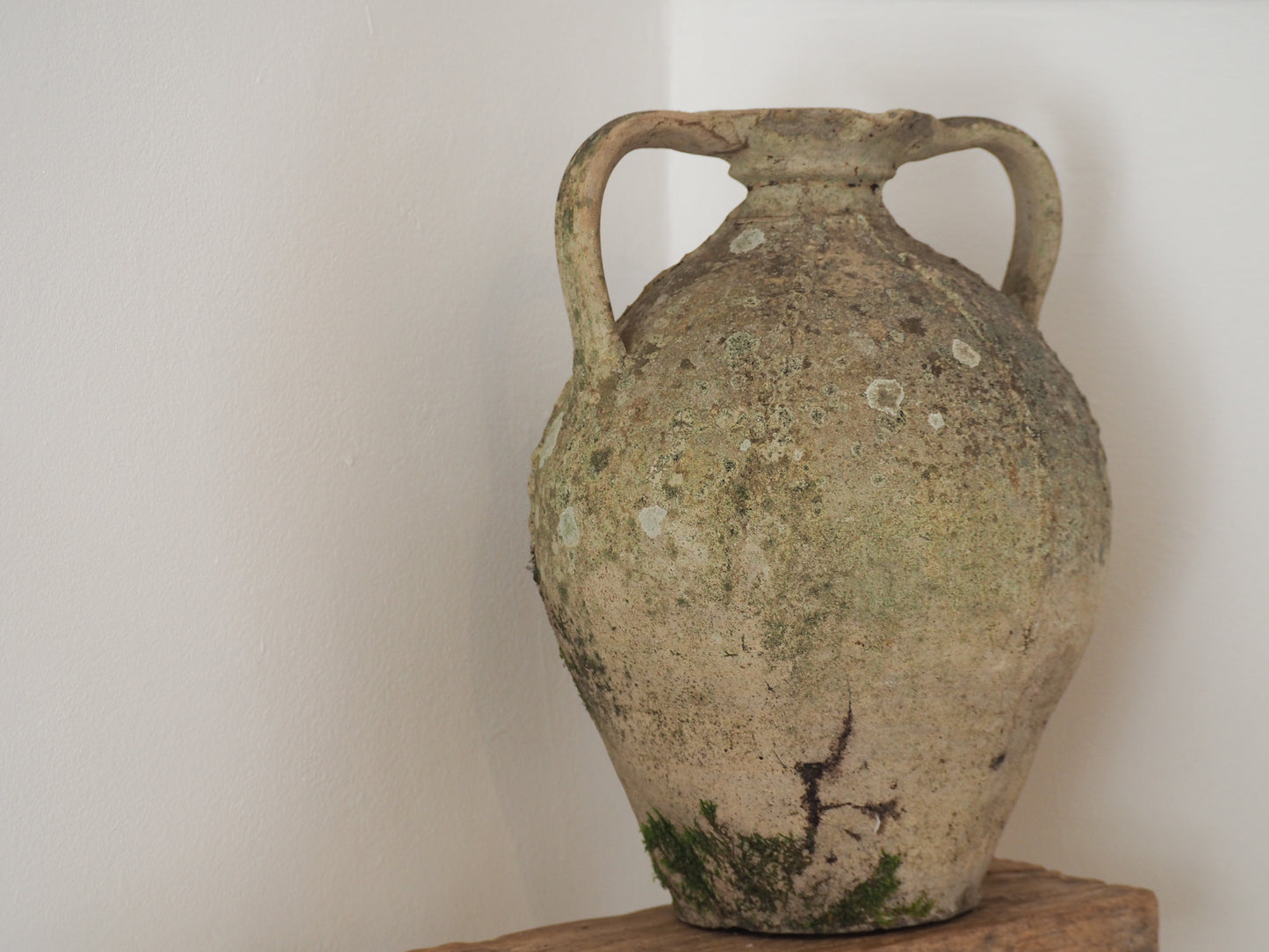 Antique Large 18th-Century Light Grey French Terracotta Walnut Oil Jar / Decorative Jug / Vase