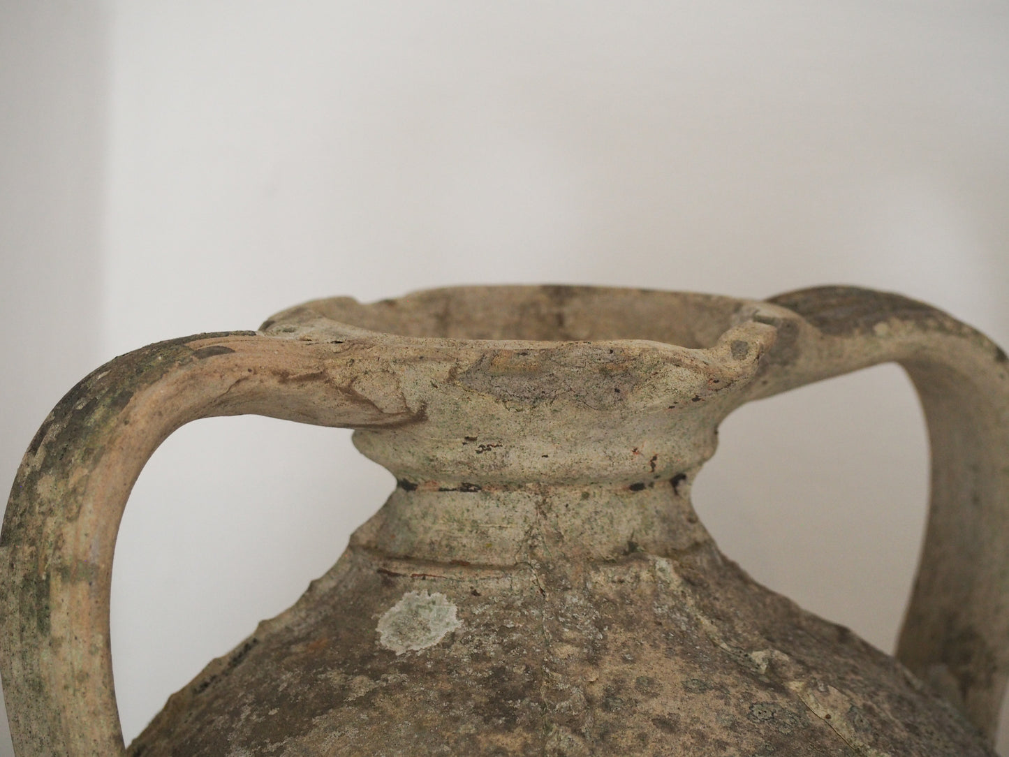 Antique Large 18th-Century Light Grey French Terracotta Walnut Oil Jar / Decorative Jug / Vase