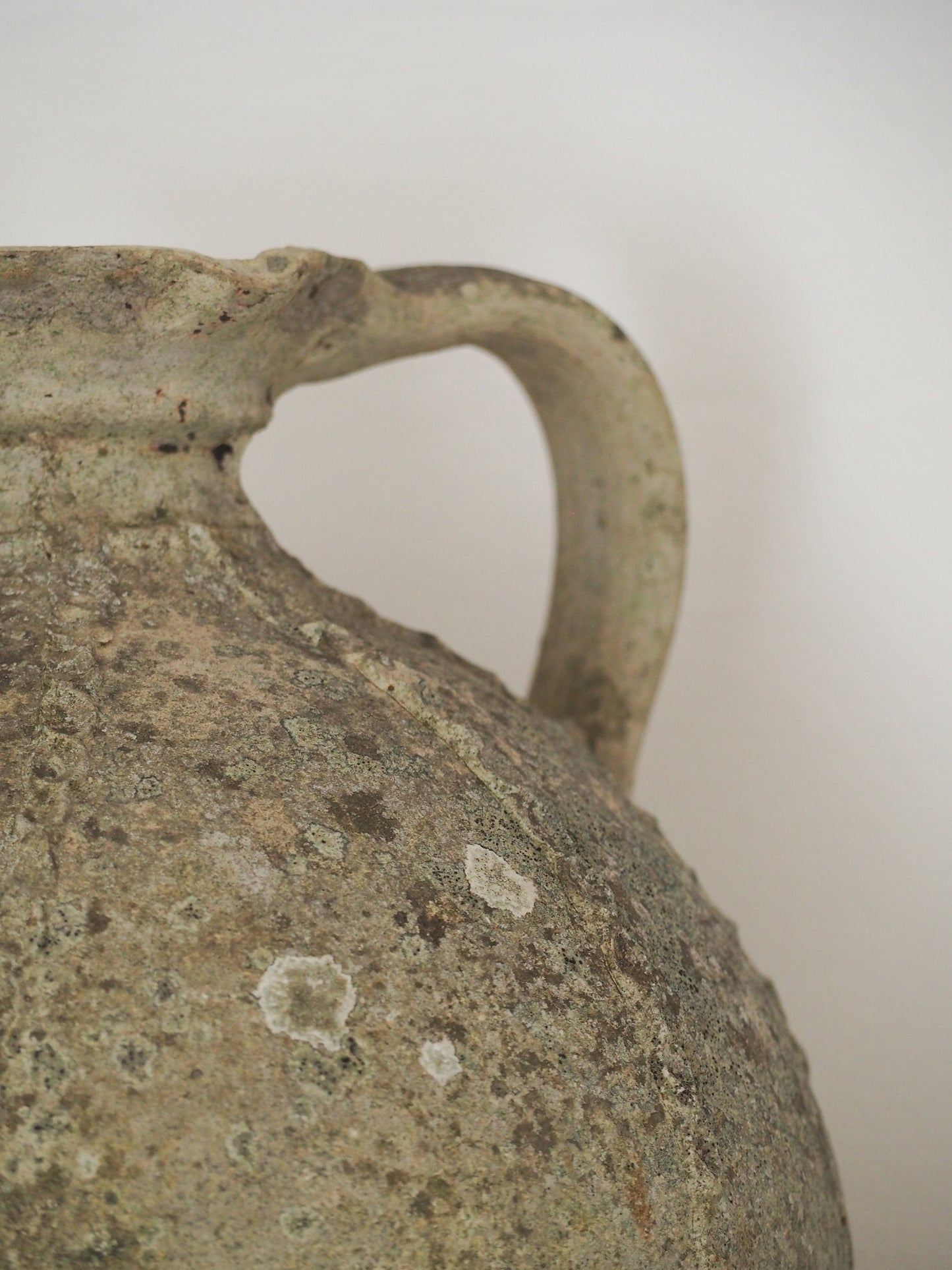 Antique Large 18th-Century Light Grey French Terracotta Walnut Oil Jar / Decorative Jug / Vase