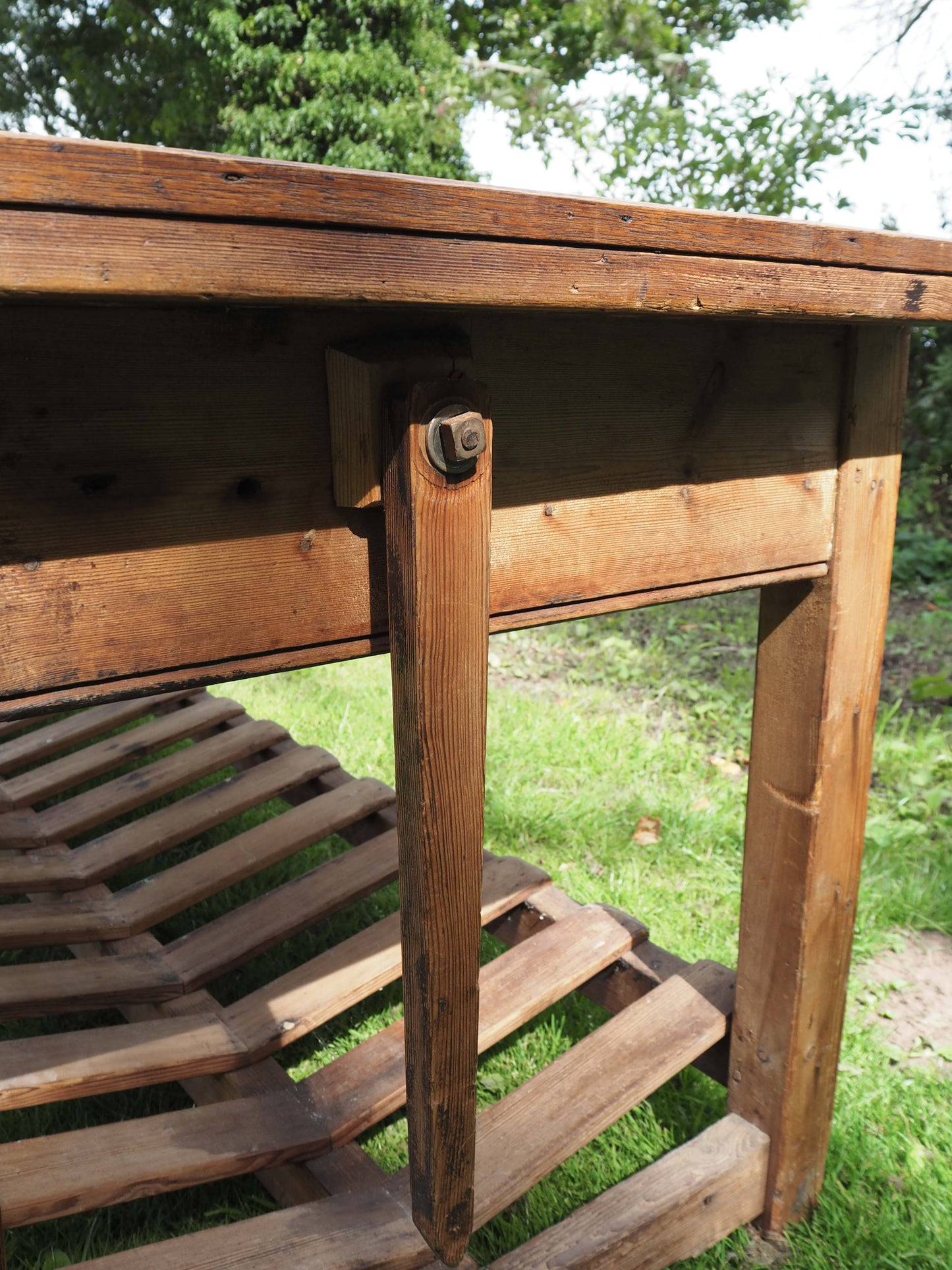 Vintage Antique Large Textile Mill Pitch Pine Inspection Table / Dining Table / Kitchen Island