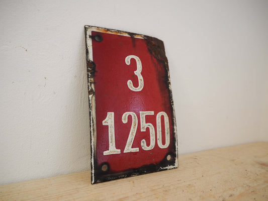 Vintage Antique Polish Metal Enamel Red and White Street Sign / Artwork