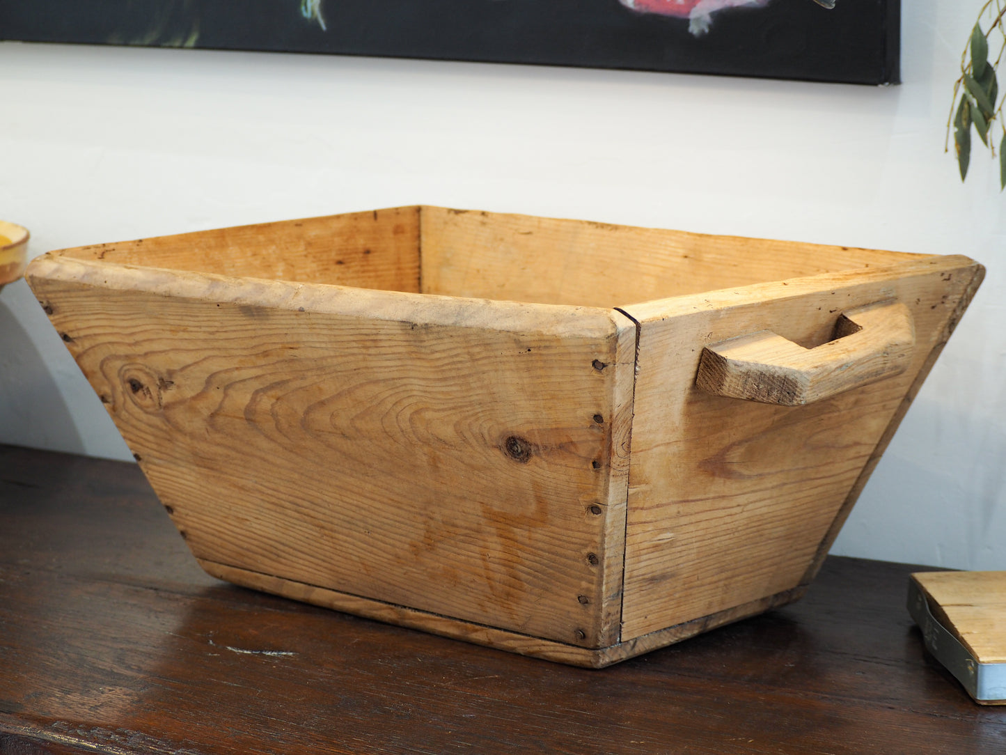 Antique Vintage Turkish Wooden Trug / Storage Bowl
