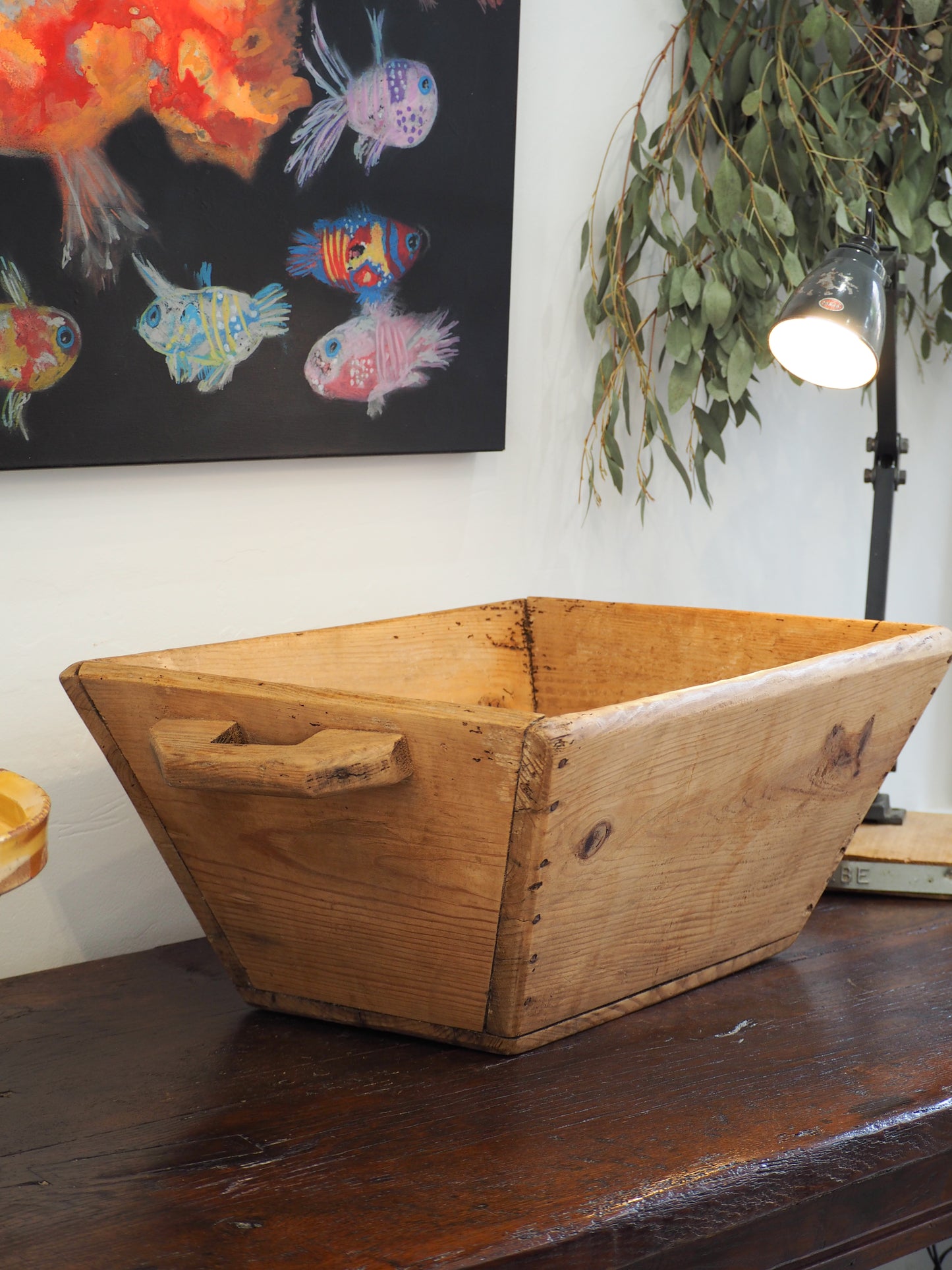 Antique Vintage Turkish Wooden Trug / Storage Bowl