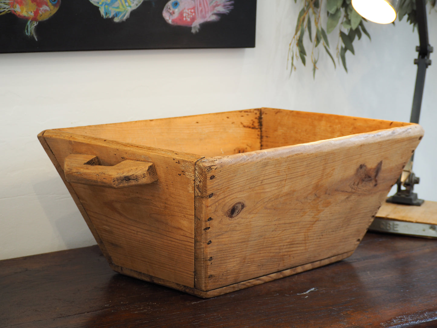 Antique Vintage Turkish Wooden Trug / Storage Bowl