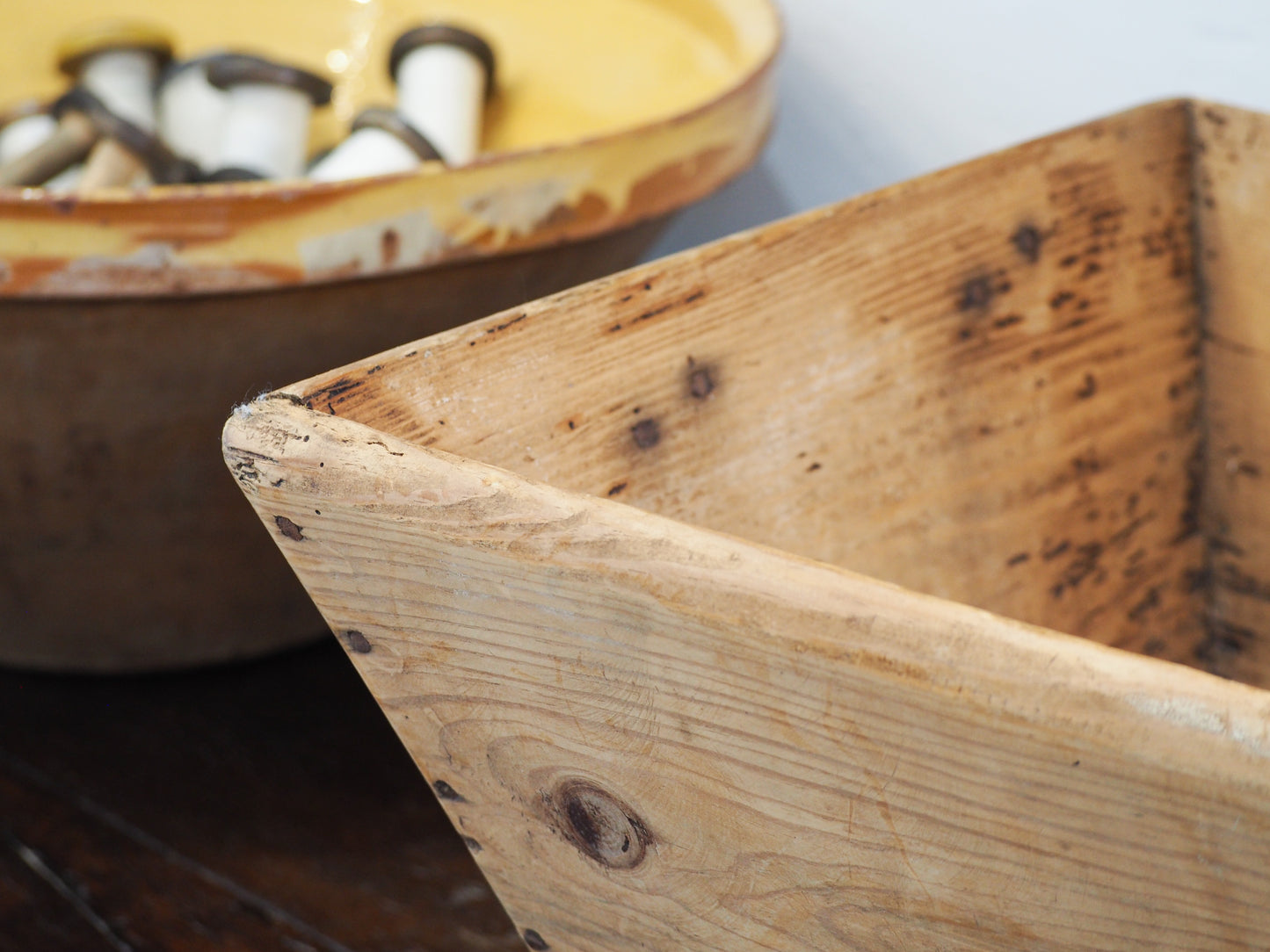 Antique Vintage Turkish Wooden Trug / Storage Bowl