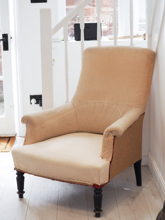 Vintage Antique French Napoleon III Square Back Arm Chair / Occasion Chair