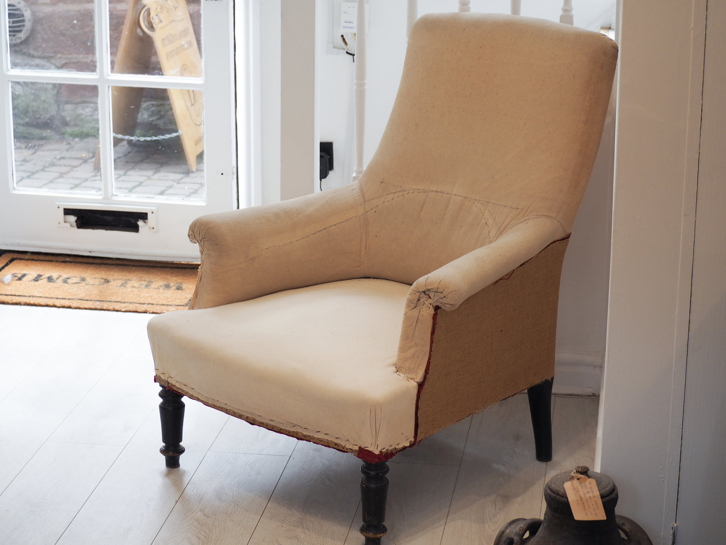 Vintage Antique French Napoleon III Square Back Arm Chair / Occasion Chair