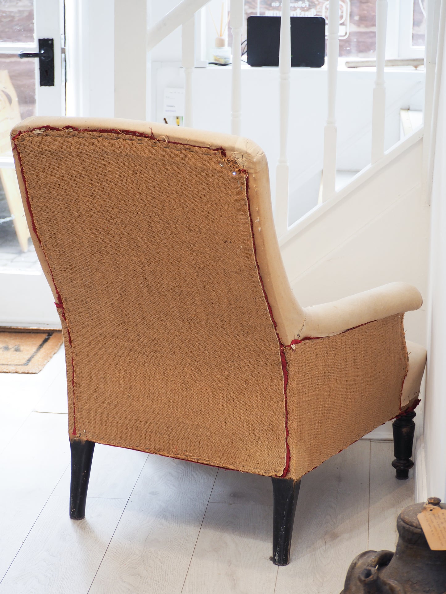 Vintage Antique French Napoleon III Square Back Arm Chair / Occasion Chair