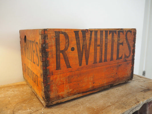 Vintage Antique Old Wooden Advertising Bottle Carrier Box / Storage