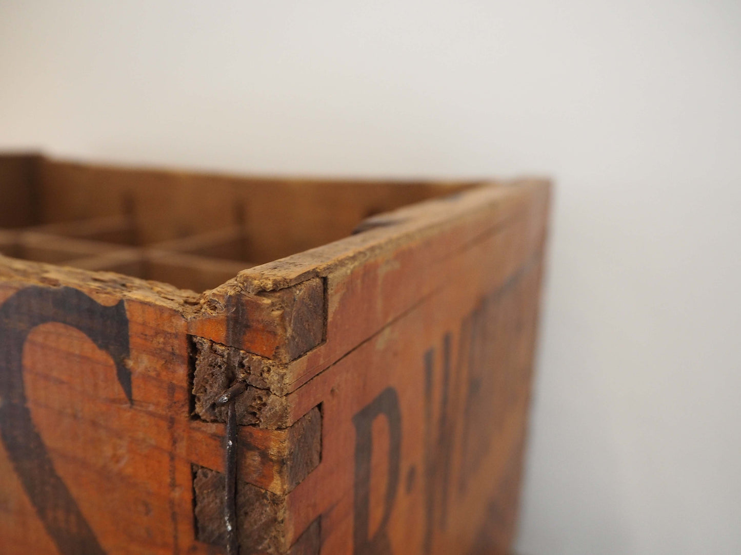 Vintage Antique Old Wooden Advertising Bottle Carrier Box / Storage