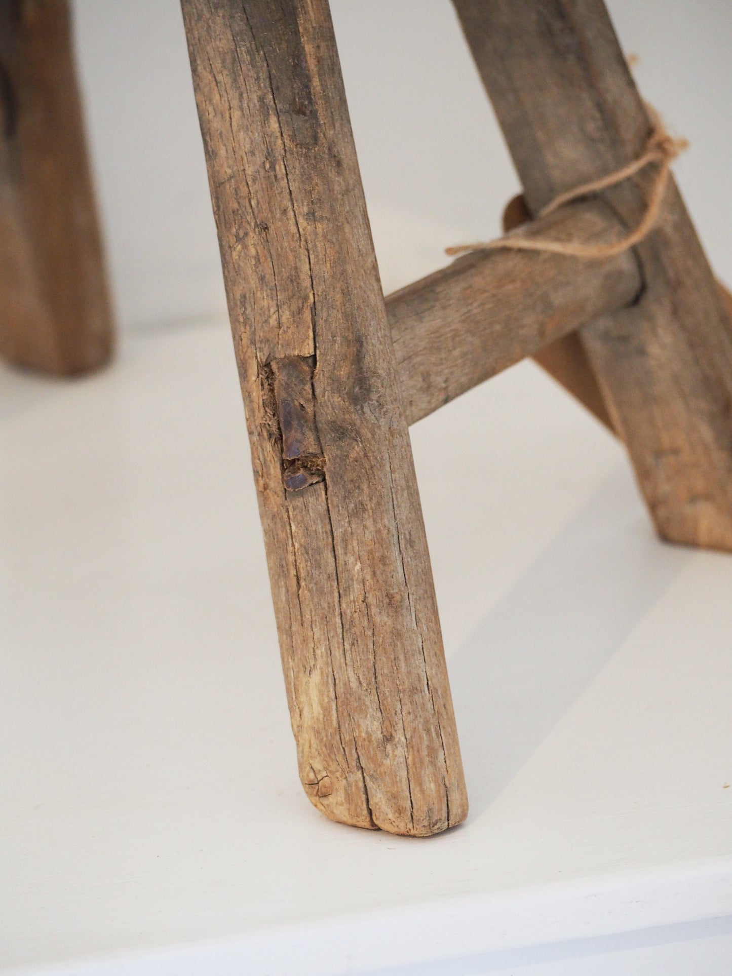 Antique Vintage Small Elm Rustic Wooden Farmhouse Stool / Milking Stool