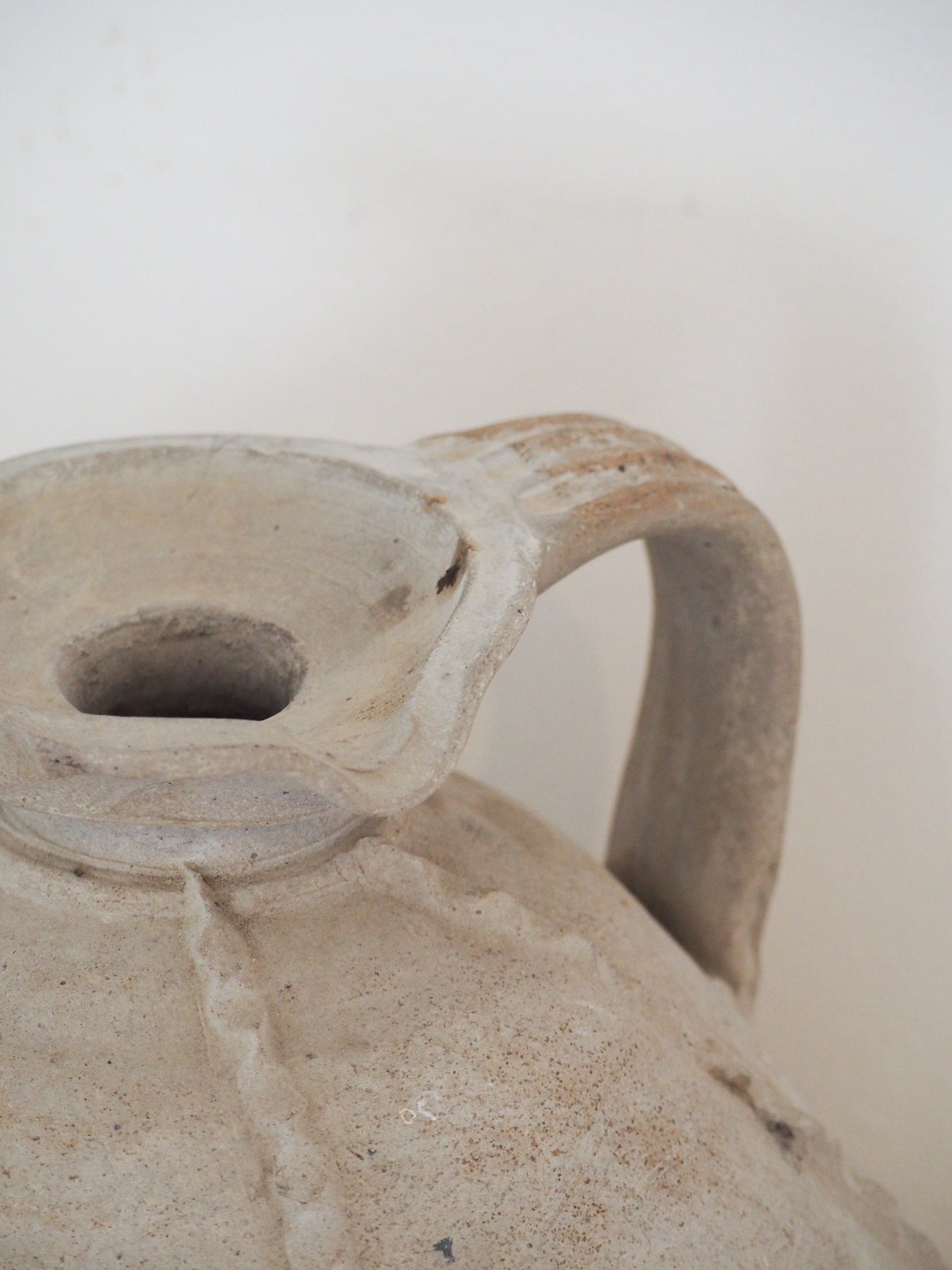 Antique Large 18th-Century Light Grey French Terracotta Walnut Oil Jar / Decorative Jug / Vase