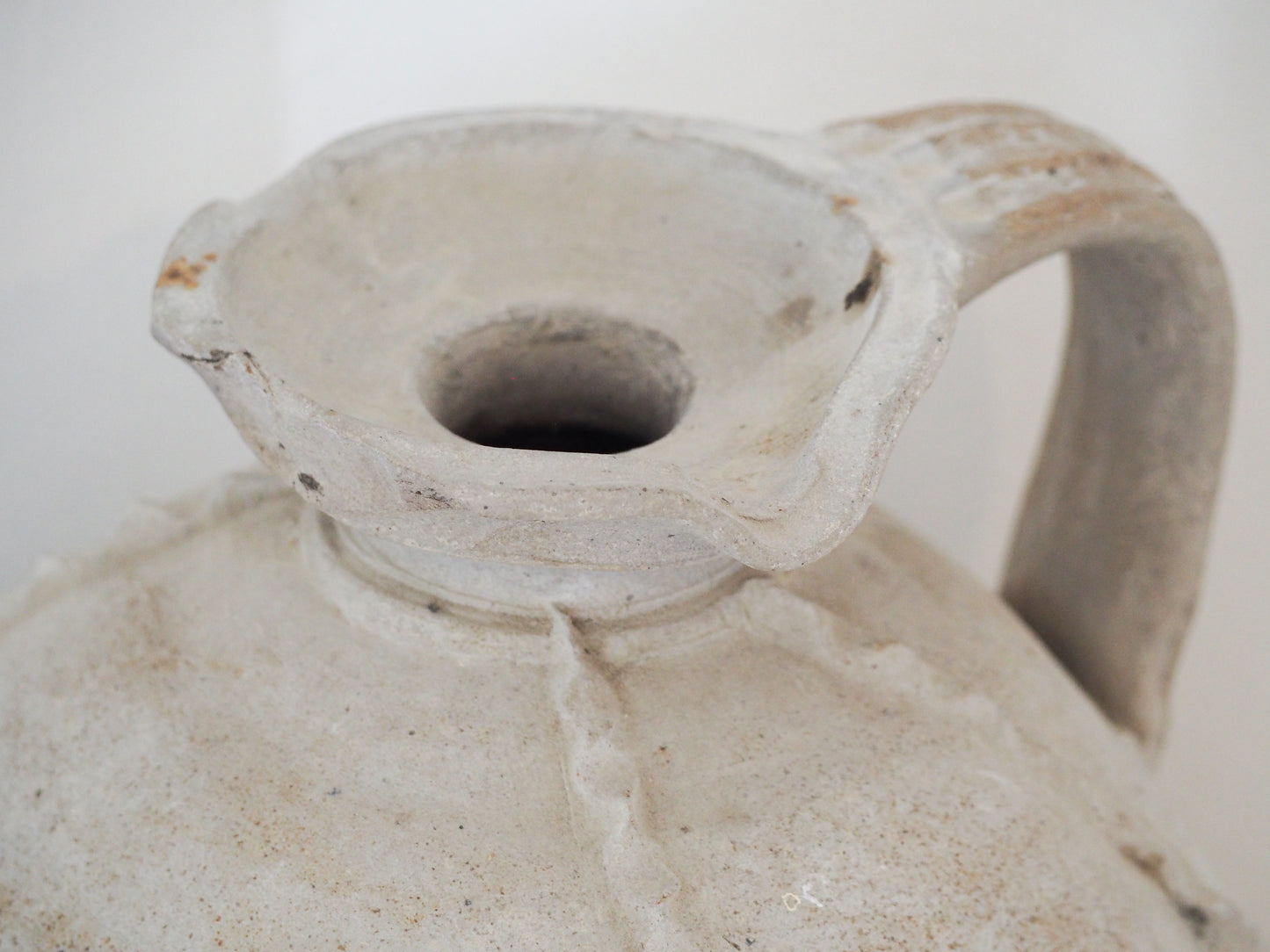 Antique Large 18th-Century Light Grey French Terracotta Walnut Oil Jar / Decorative Jug / Vase