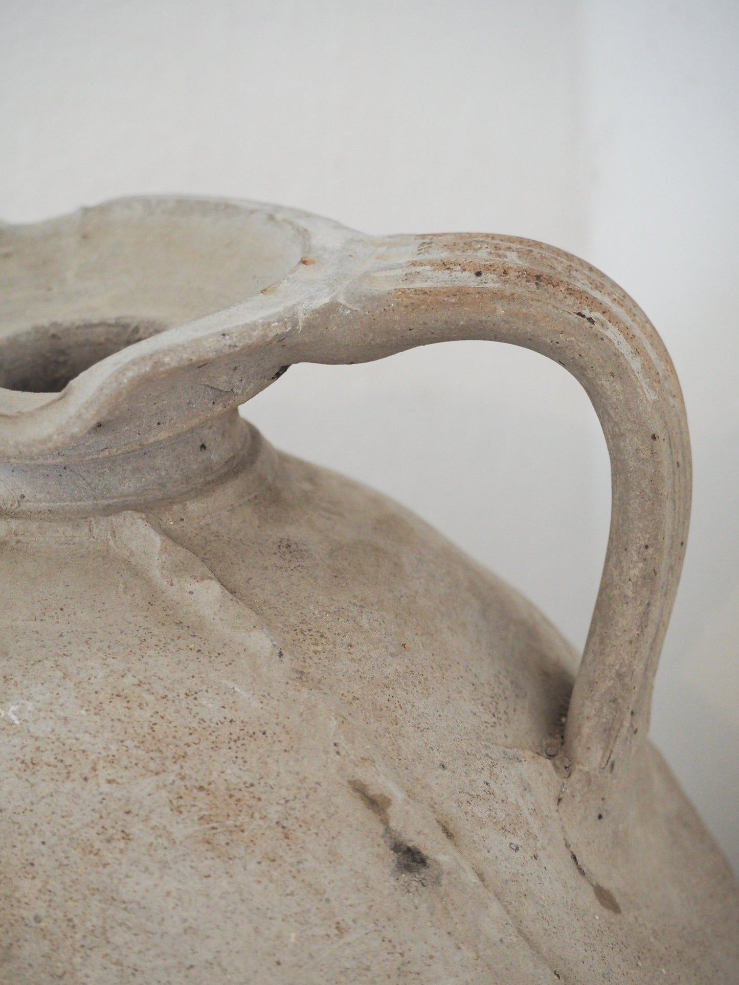 Antique Large 18th-Century Light Grey French Terracotta Walnut Oil Jar / Decorative Jug / Vase