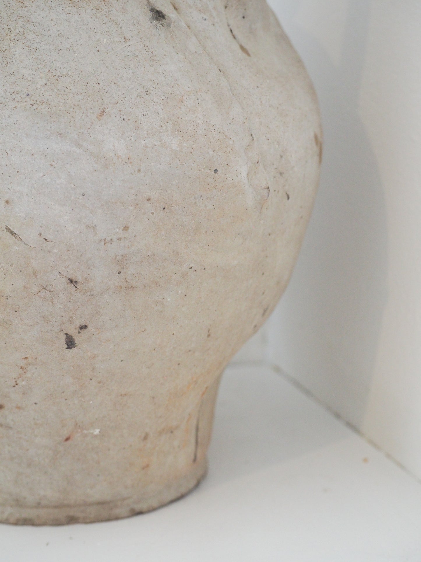 Antique Large 18th-Century Light Grey French Terracotta Walnut Oil Jar / Decorative Jug / Vase