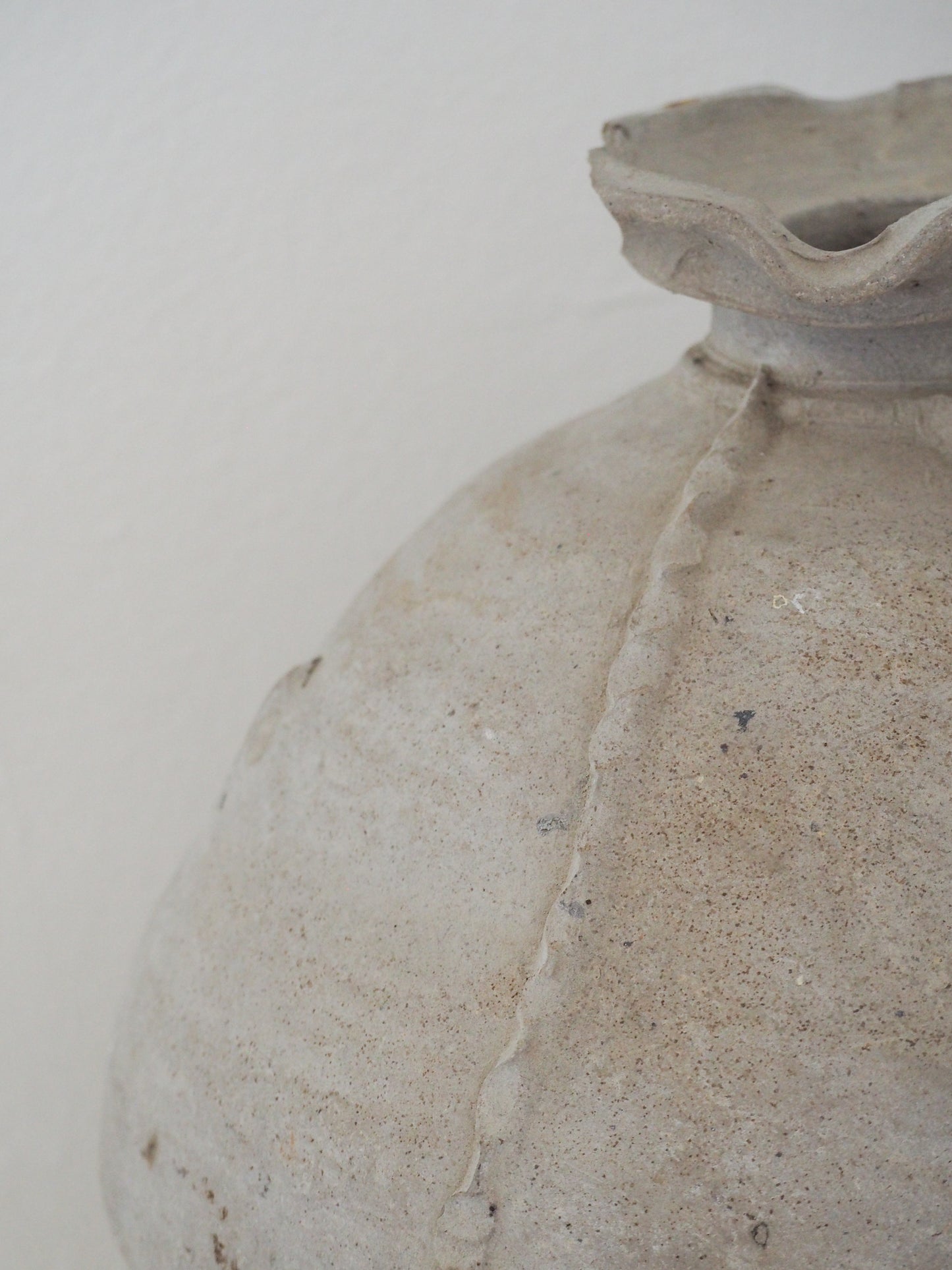 Antique Large 18th-Century Light Grey French Terracotta Walnut Oil Jar / Decorative Jug / Vase