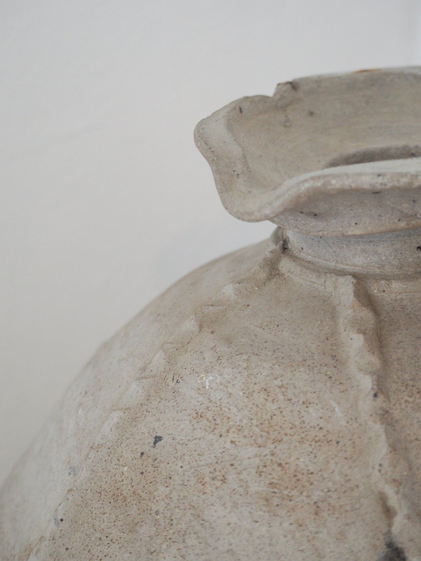 Antique Large 18th-Century Light Grey French Terracotta Walnut Oil Jar / Decorative Jug / Vase