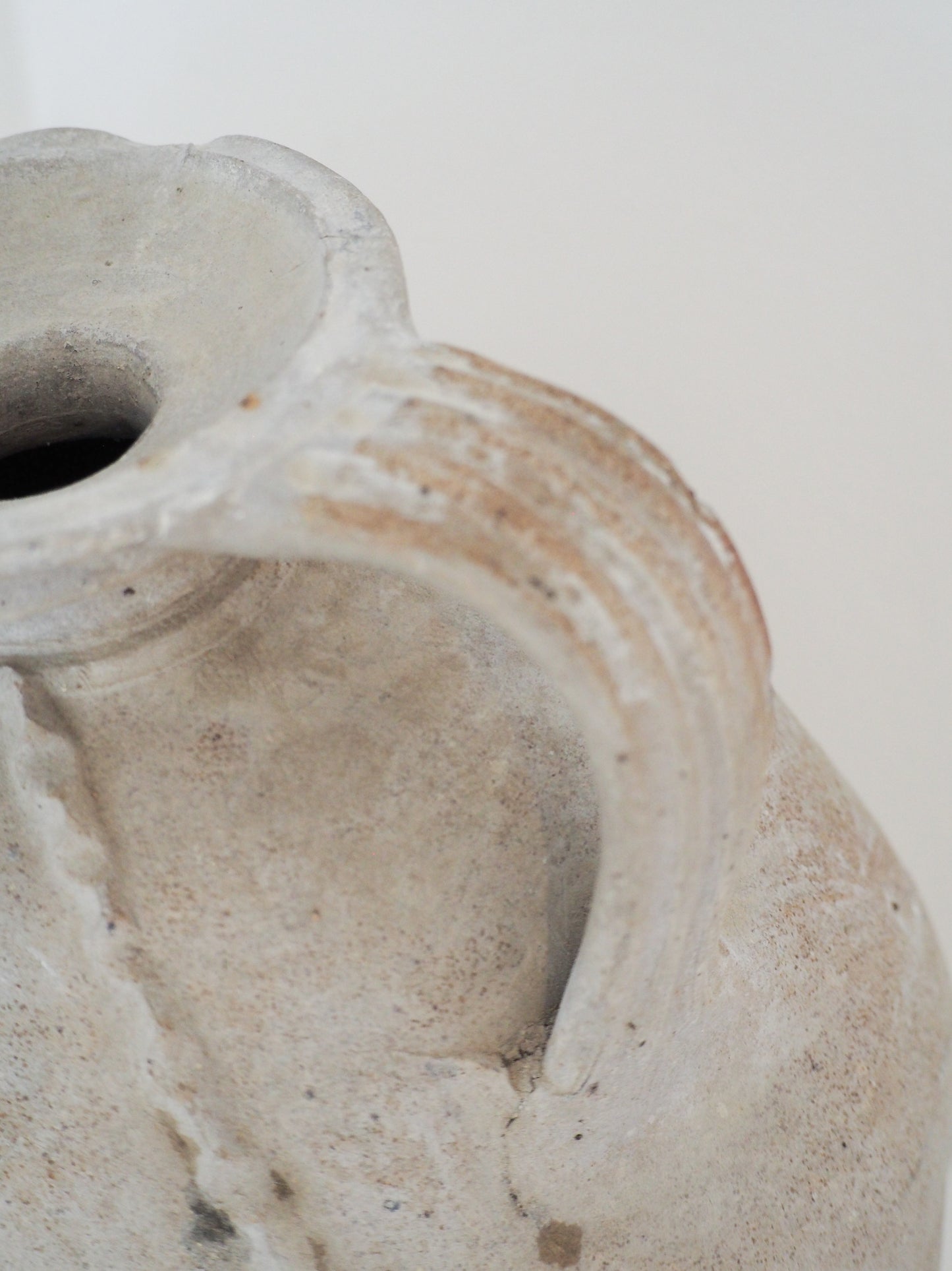 Antique Large 18th-Century Light Grey French Terracotta Walnut Oil Jar / Decorative Jug / Vase