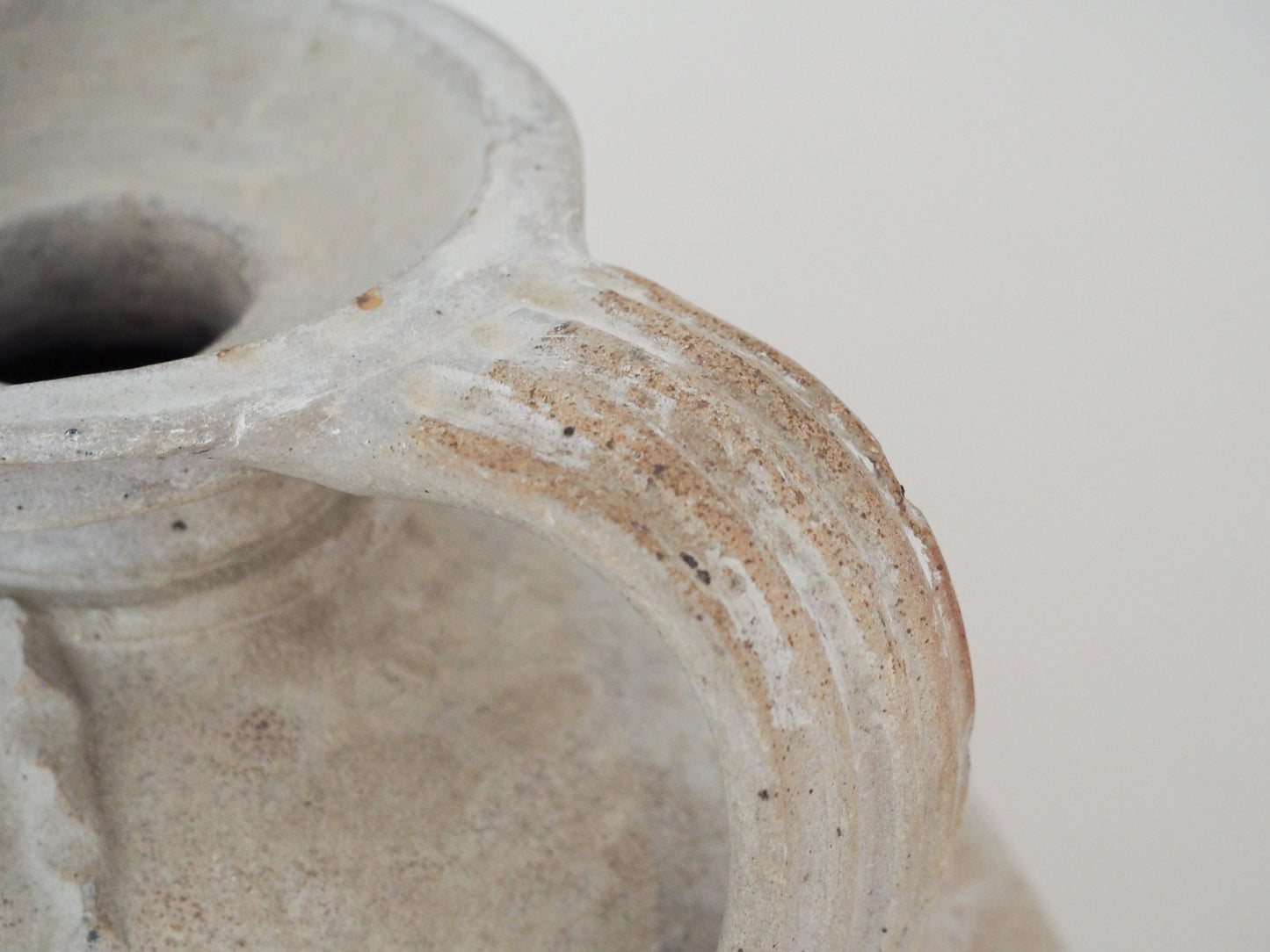 Antique Large 18th-Century Light Grey French Terracotta Walnut Oil Jar / Decorative Jug / Vase