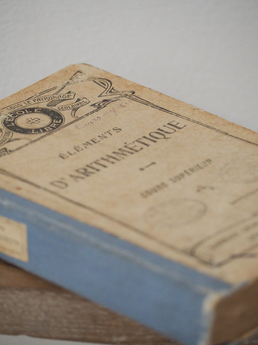 Old Vintage French Mathematics Hard Back Book / Rustic Decorative Book