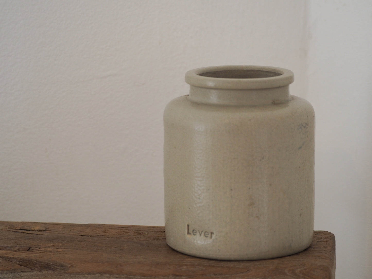 Vintage Antique Rustic French Cream Stoneware Apothecary Pot / Kitchen Storage Jar