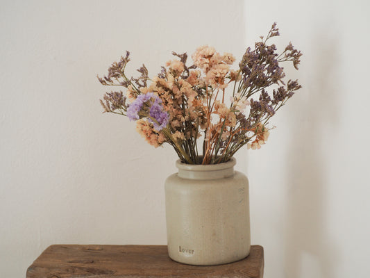 Vintage Antique Rustic French Cream Stoneware Apothecary Pot / Kitchen Storage Jar